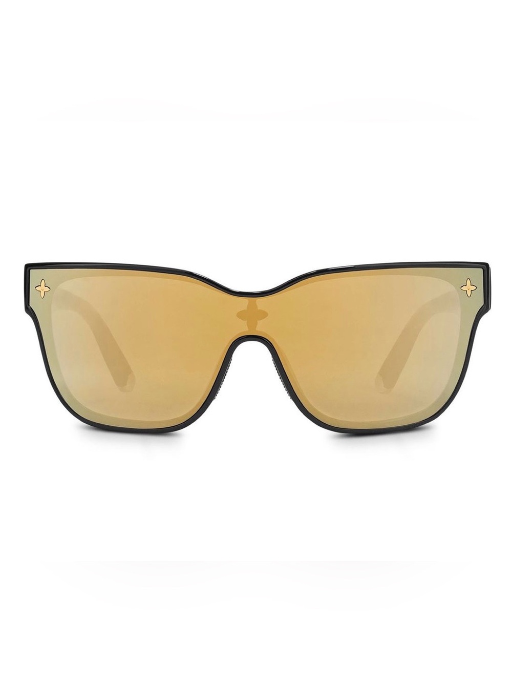 Louis Vuitton Shadow Square Sunglasses Gold Mirror Lens Black Frame - Picture 1 of 6
